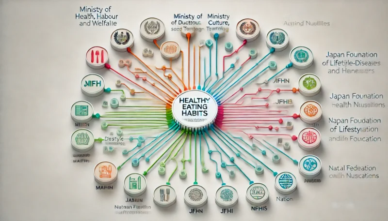 「健康的な食生活」のネットワークのイメージ図