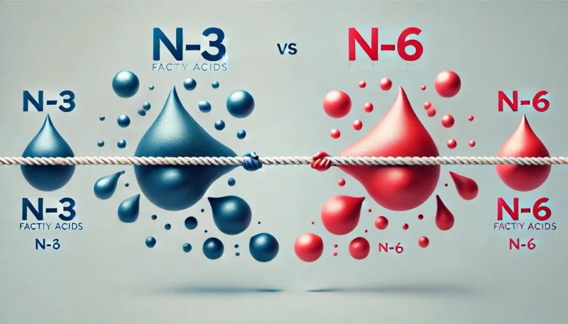 n-6系脂肪酸とn-3系脂肪酸の競合作用のイメージ図