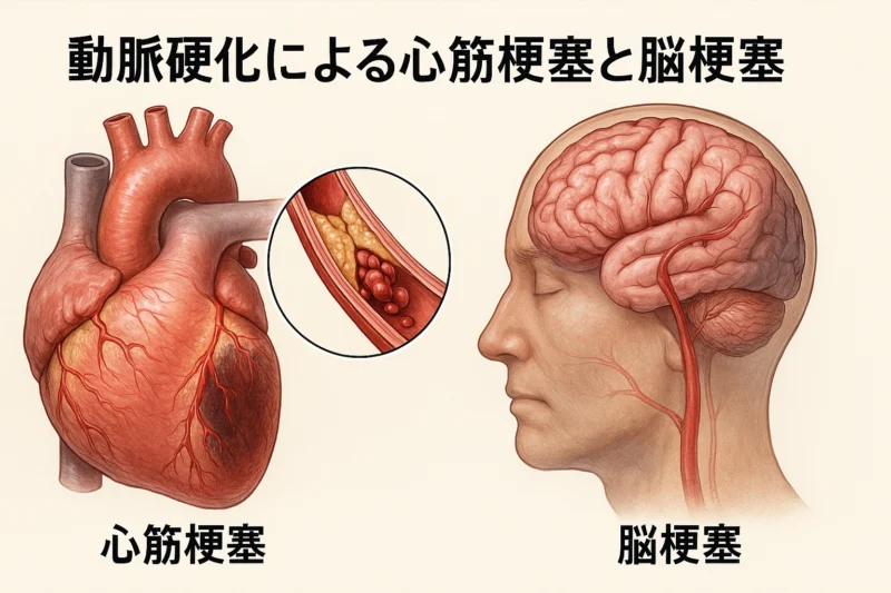 動脈硬化による心筋梗塞と脳梗塞のイメージ画像