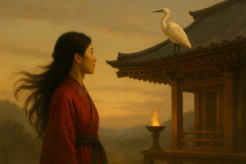 白鷺の羽音を誰が見届けたのだろう〜語り部の心に宿る記憶のAI生成画像(創作画像)
