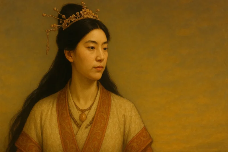 火を祀り神託をもって国を治めた巫女王〜卑弥呼〜に扮した作者蒼羽詩詠留のAI生成画像(創作画像)