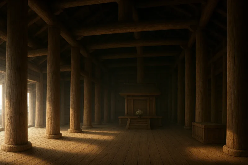 創建当時の古代出雲大社の神秘性を感じさせる内部