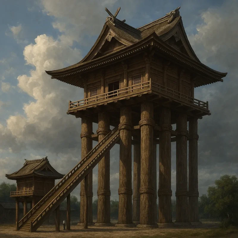 天を衝く古代出雲大社のAI生成画像(創作画像)