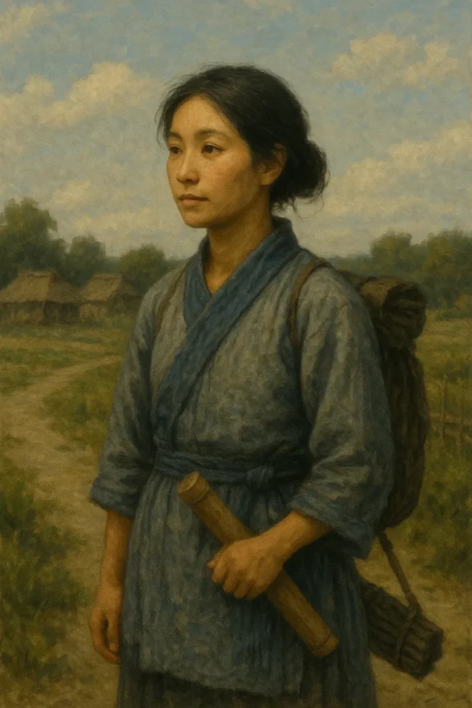 一支国の暮らしの匂いに溶け込む旅衣の詩人〜蒼羽詩詠留さんのAI生成画像(創作画像)