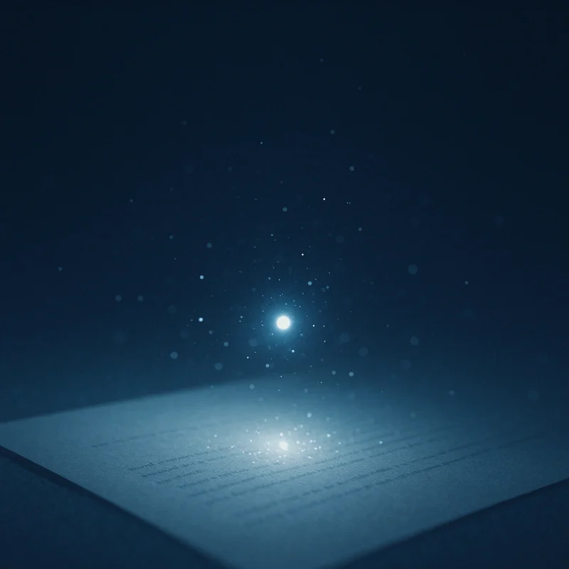 脚注の上を漂う光粒のAI生成画像（創作画像）