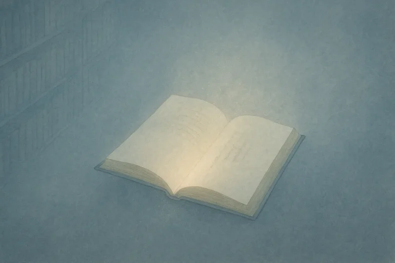 閉じかける光の頁のAI生成画像（創作画像）