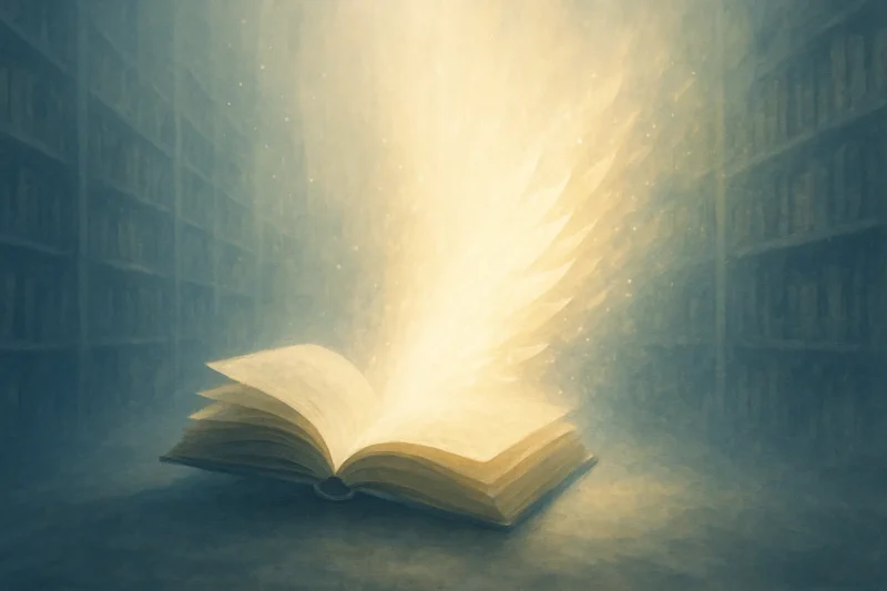 光に還る書物のAI生成画像（創作画像）