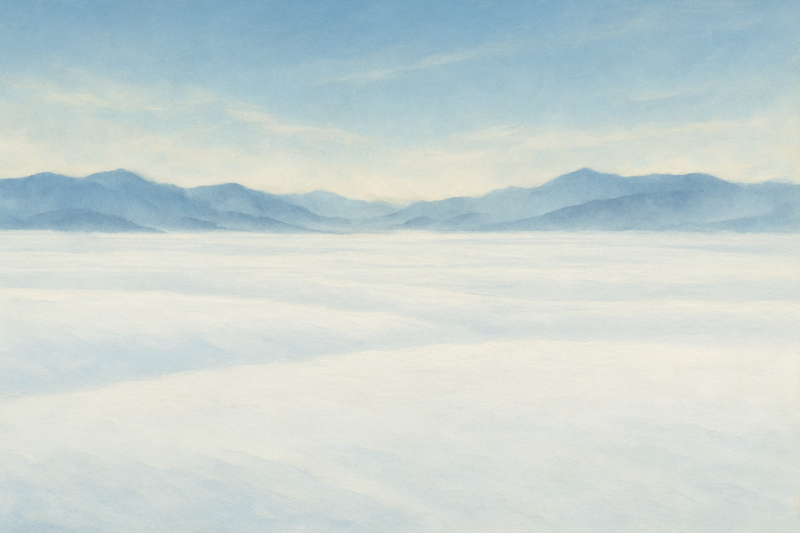 古川町を含む飛騨盆地を覆い尽くす雪のイメージのAI生成画像（創作画像）