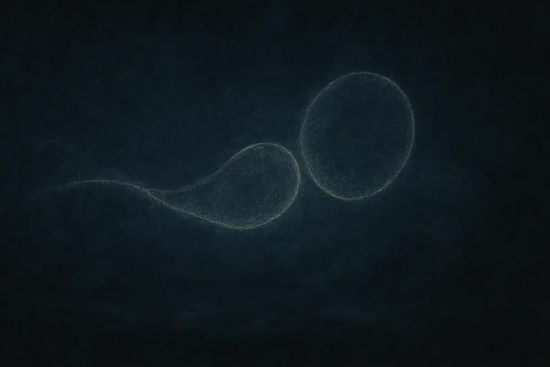 単細胞の縁が揺らぎに寄り添う原初の場のAI生成画像（創作画像）