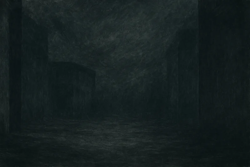 翻訳を拒む黒い沈殿が封鎖区域を覆うAI生成画像(創作画像)