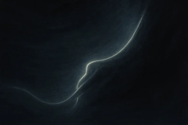 黒い沈殿の固定が撚られ、流れへと変わる瞬間のAI生成画像(創作画像)