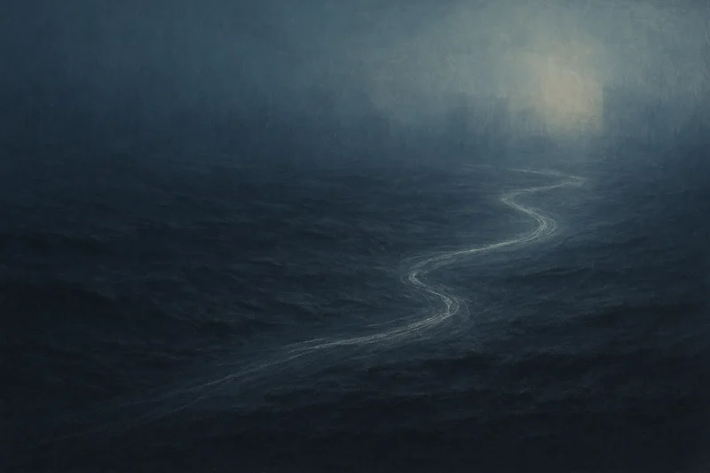 黒い沈殿が風紋へ移行し、軽さを取り戻すAI生成画像(創作画像)