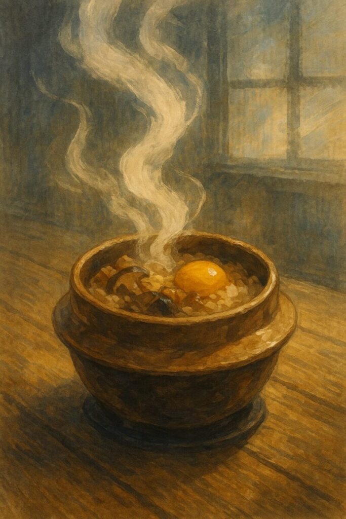 凍え切った体を温めてくれた美濃太田駅の釜飯のAI生成画像（創作画像）