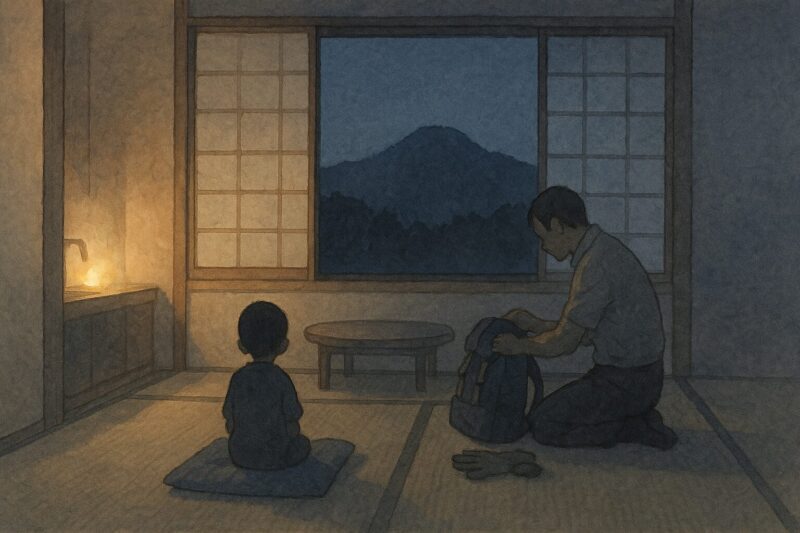 出発前夜の静かな官舎の夜の気配のAI生成画像（創作画像）