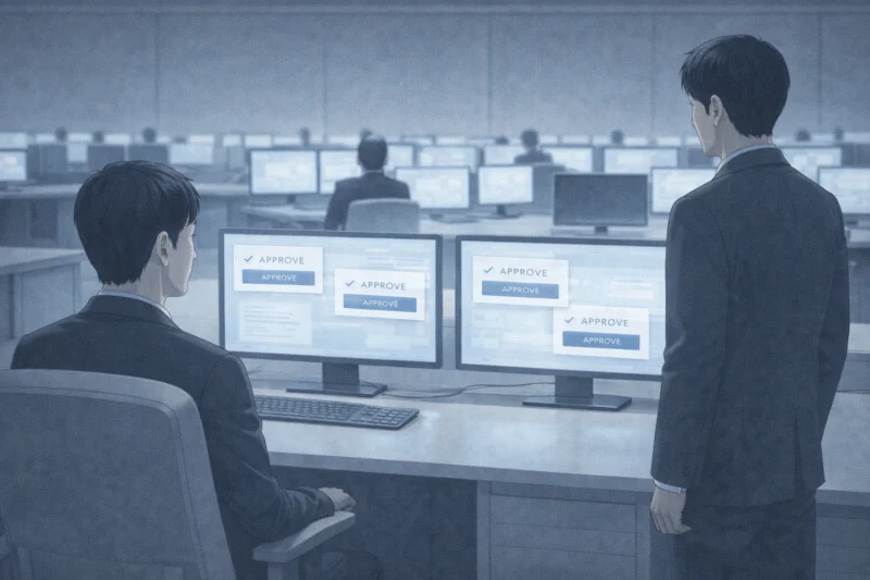 立ち報告と着席の間にある距離のAI生成画像（創作画像）