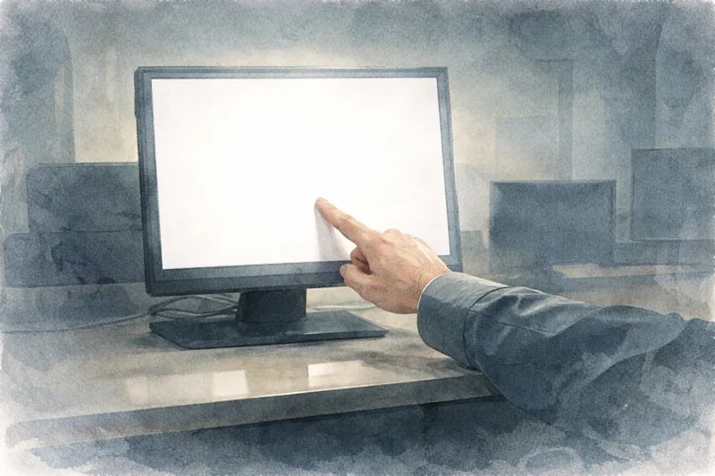 一瞬明るくなる画面と戻る手元のAI生成画像（創作画像）