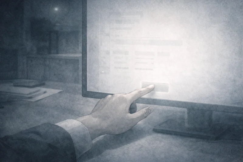 押される操作と静かに閉じる画面のAI生成画像（創作画像）