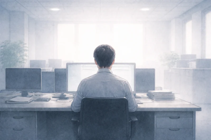 朝の席にいる背中と静かな余白のAI生成画像（創作画像）