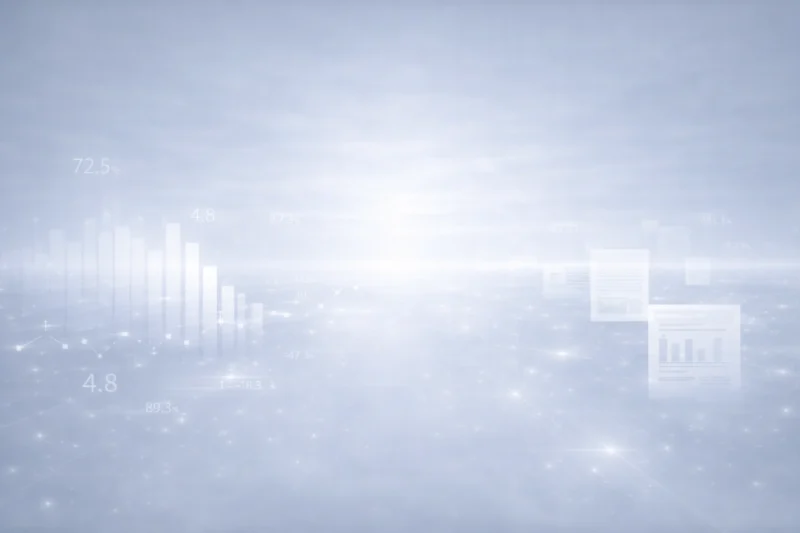 均一な光に包まれた測定社会の始まりのAI生成画像（創作画像）