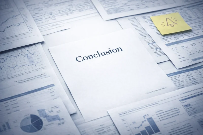 会議資料・注釈・脚注が画面端に追いやられ、中央には明確な結論のみのAI生成画像(創作画像)