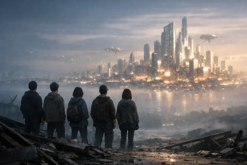 基準未達地域の若者たちが高度知性に接続する機会を制限されたAI生成画像(創作画像)