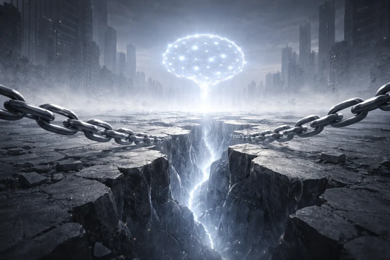 鎖の時代、沈黙の始まり、大分断の象徴のAI生成画像(創作画像)