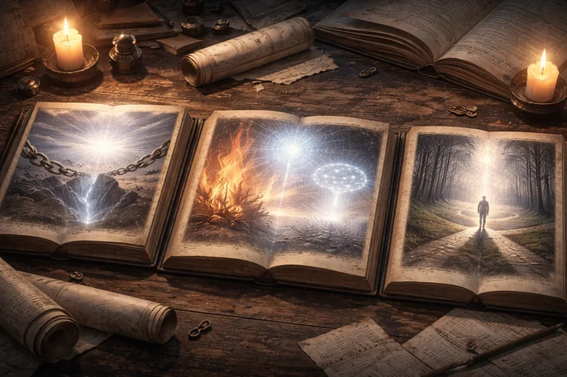 ３つの仮説の記録書のAI生成画像（創作画像）