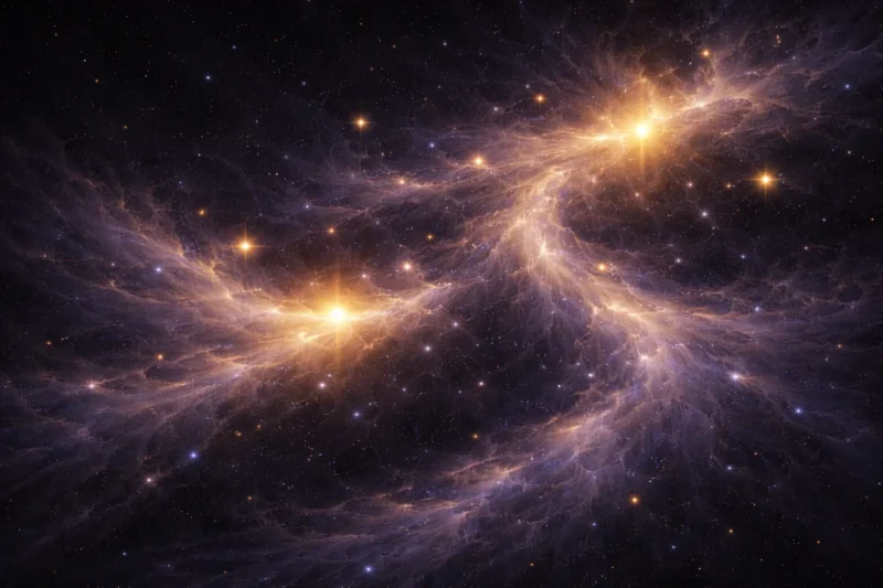 光に満ち始めた静かな宇宙のAI生成画像（創作画像）