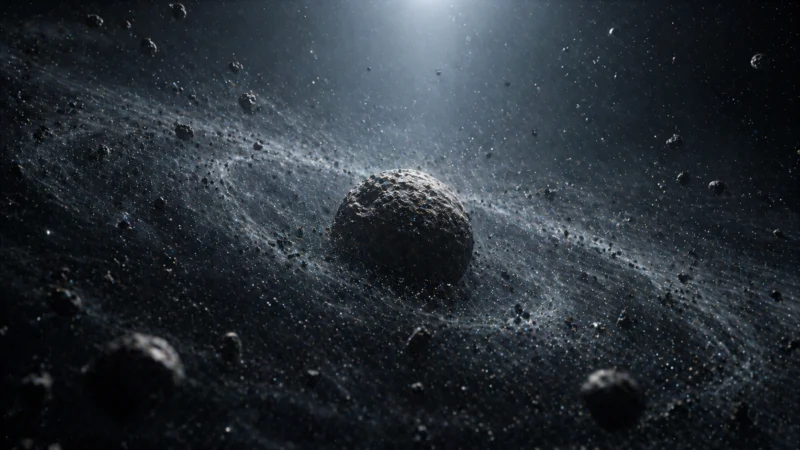 静かな均衡の中にある誕生直後の岩石惑星のAI生成画像（創作画像）