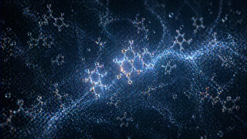 残りやすい有機化合物の粒子構造のAI生成画像（創作画像）