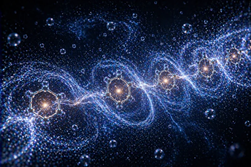 プロトセルへの物質の流れのAI生成画像(創作画像)