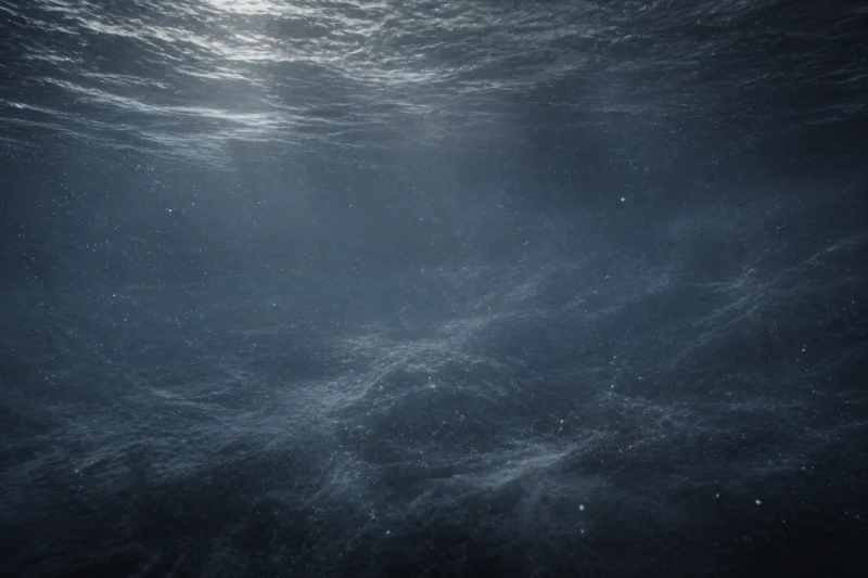 物質が拡散して消える海のAI生成画像(創作画像)