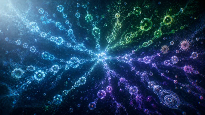 分岐する生命構造のAI生成画像（創作画像）