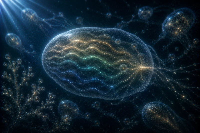 反復で強化される生命内部の流れのAI生成画像（創作画像）