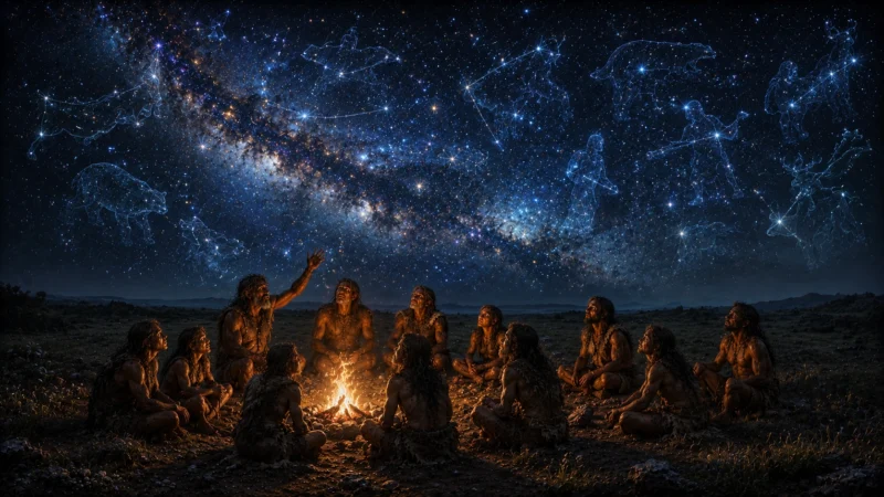 星空を見上げる人々のAI生成画像（創作画像）