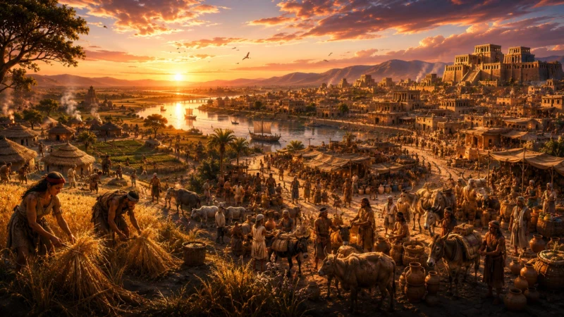 定住と都市の誕生のAI生成画像（創作画像）