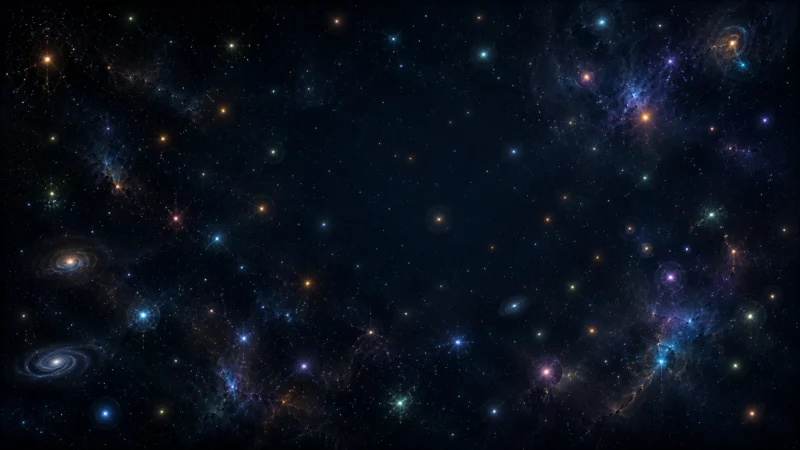 宇宙に灯る知性の光点のAI生成画像（創作画像）