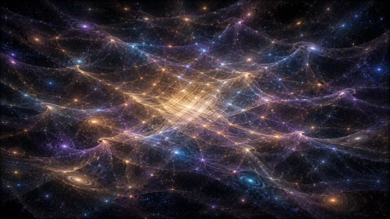 宇宙史を織る知性の光のAI生成画像（創作画像）