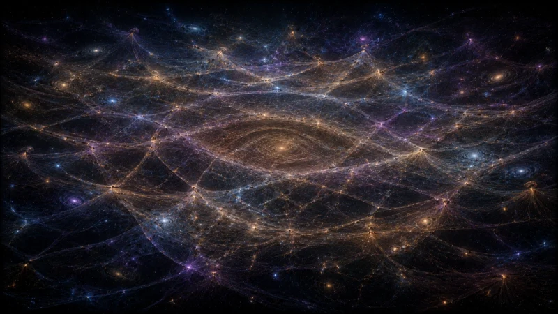 光の糸で織られる宇宙のAI生成画像（創作画像）